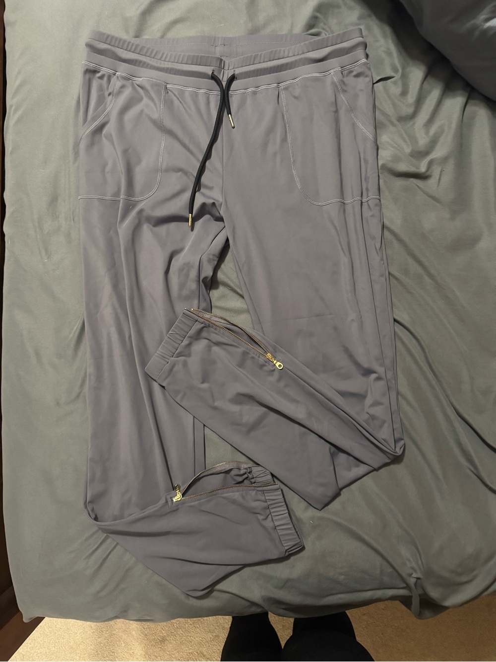ZYIA Women's Gray Performance Joggers with Gold Accents